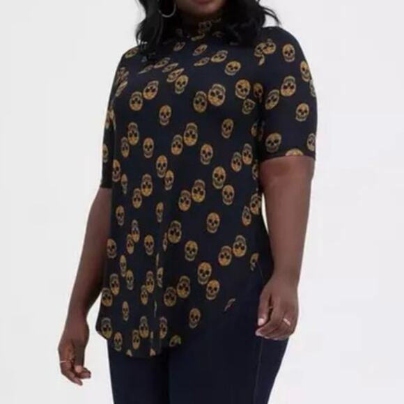 Torrid Super Soft Skull Knit Top Mock Neck Tunic Top NWT 2X - Picture 1 of 7